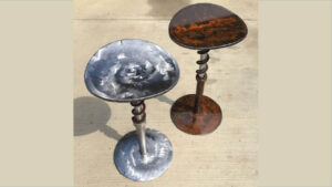 Suspension stools from scrap metal