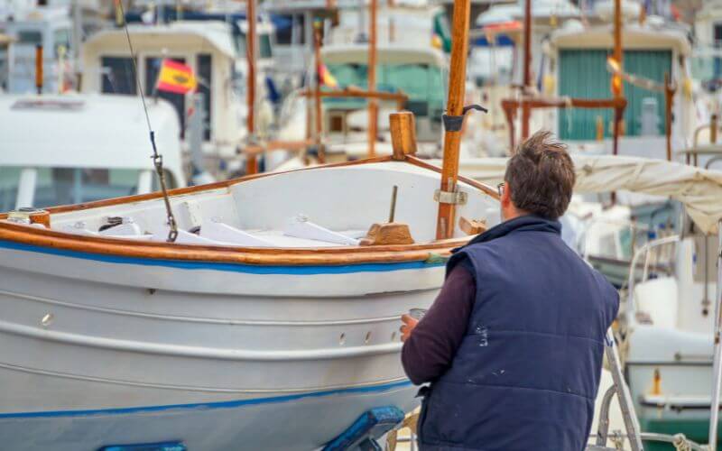 Steps of boat painting