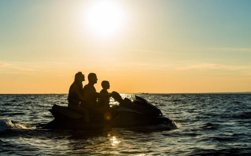 A family on a jet boat